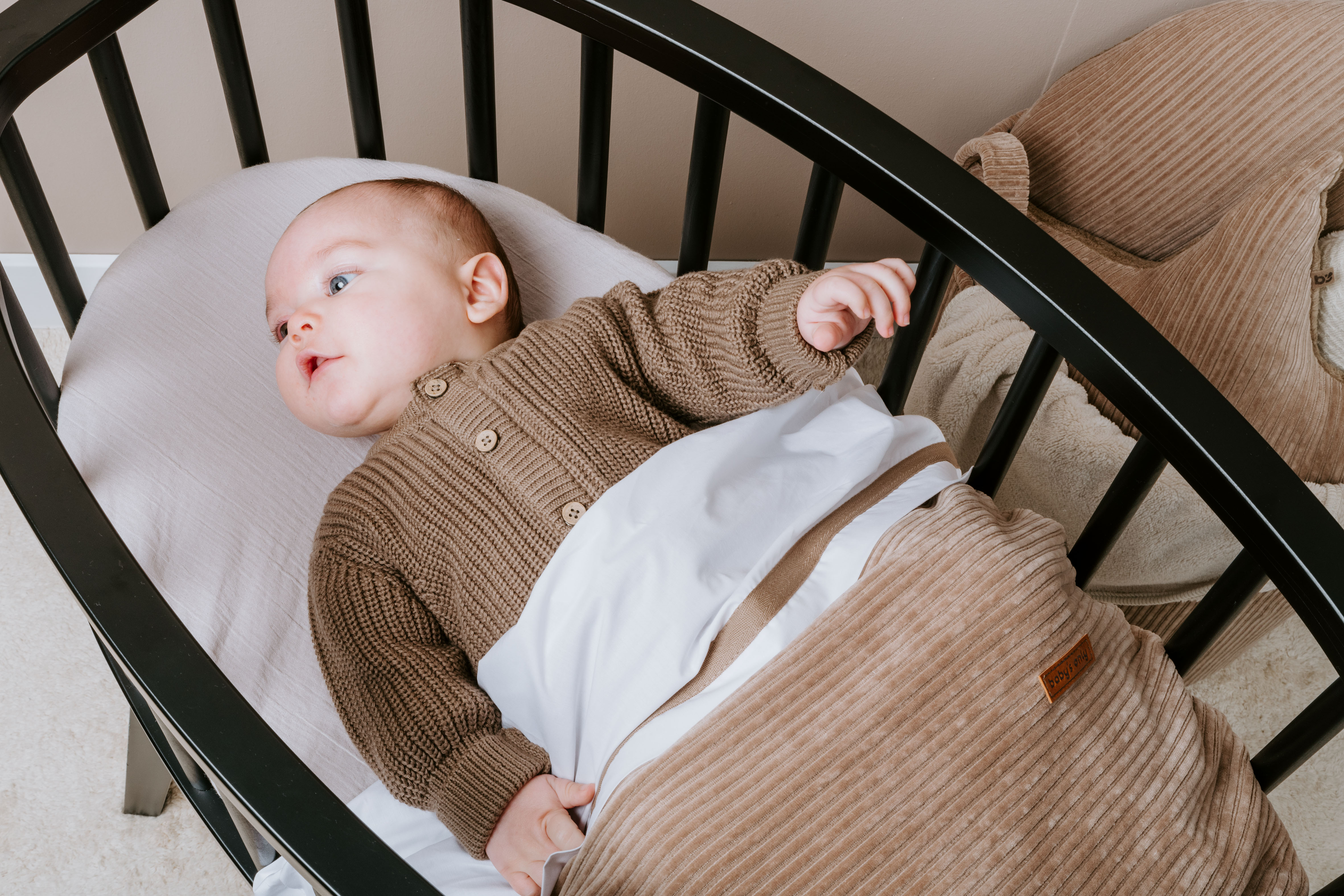 Baby's Only Drap lit bébé ruban tissé Clay/Blanc - 120x150 cm