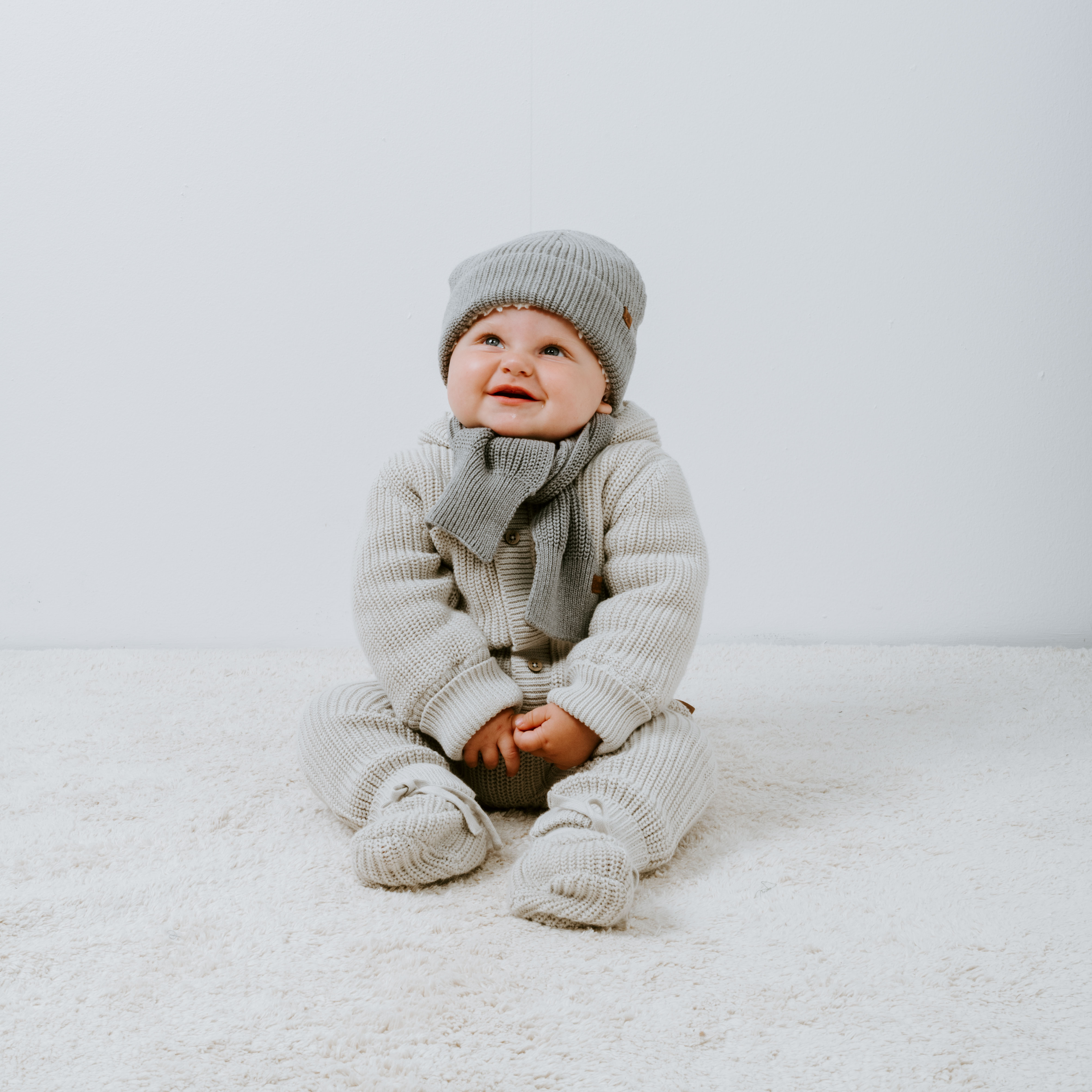 Bonnet bébé en teddy coton bio Soul Caramel (0-3 mois)