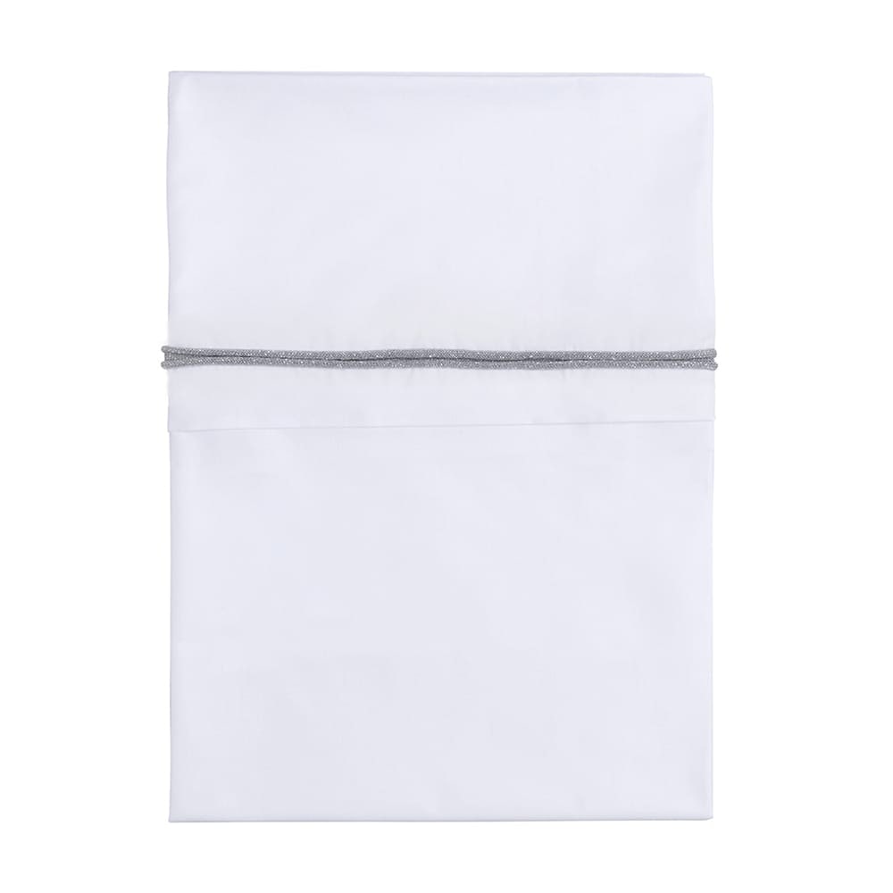 Drap berceau ruban tricoté gris-argent mêlé/blanc
