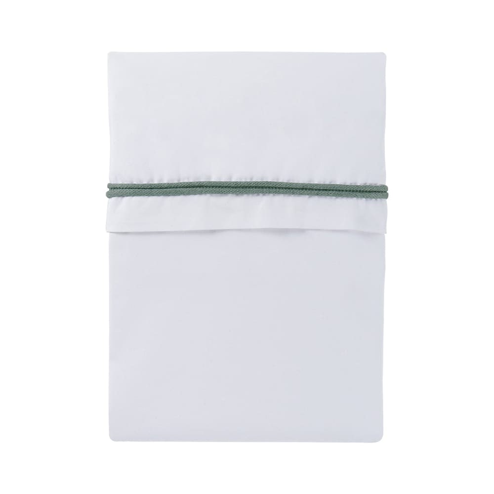 Drap lit bébé ruban tricoté stonegreen/blanc