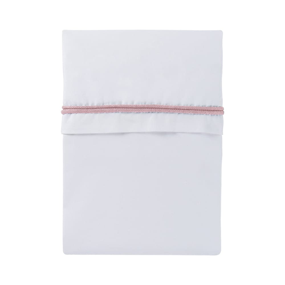 Drap berceau ruban tricoté rose/blanc